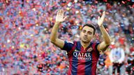 File photo: Barcelona&#39;s Xavi Hernandez waves to supporters after their Spanish first division soccer match against Deportivo de la Coruna at Camp Nou stadium in Barcelona, Spain, May 23, 2015. REUTERS/Gustau Nacarino/File Photo
