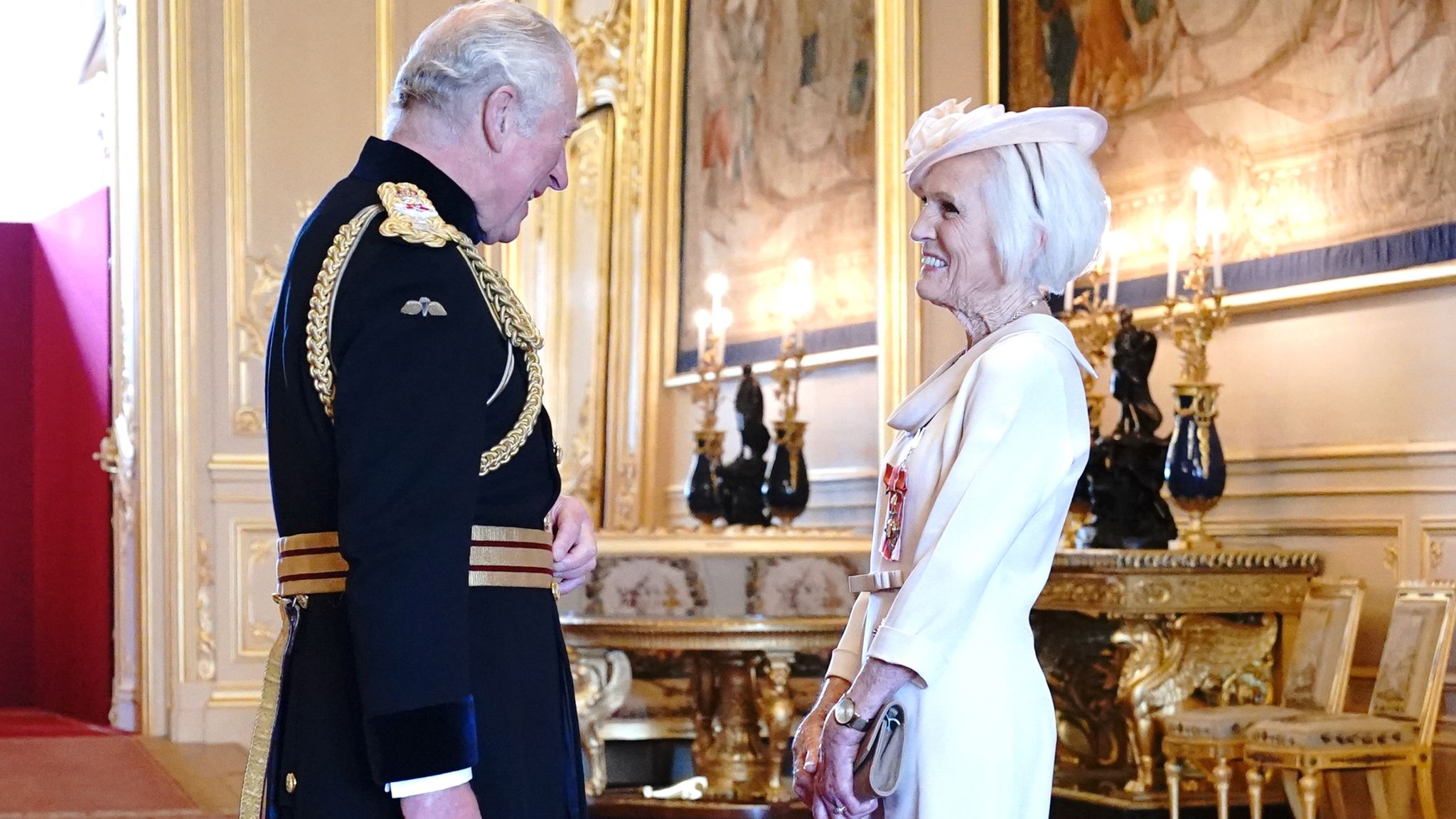 Mary Berry made a dame for services to culinary arts during ceremony