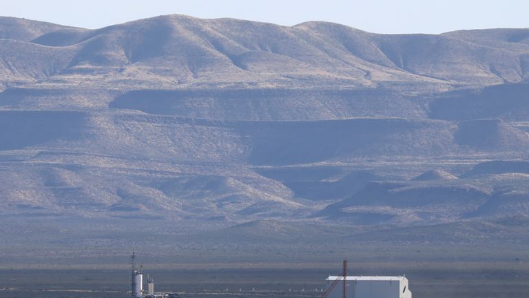 A view of Billionaire Jeff Bezos's space company Blue Origin a day before he will send "Star Trek" actor William Shatner, on board the company's New Shepard rocket, into space from the company's facilities near Van Horn, Texas, U.S., October 12, 2021.      REUTERS/Mike Blake