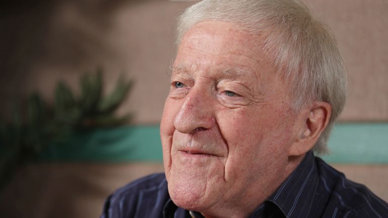 Paddy Moloney, a member of Irish band "The Chieftains" speaks during an interview conducted by the Yomiuri Shimbun in Tokyo on Aug. 27, 2017. ( The Yomiuri Shimbun via AP Images )