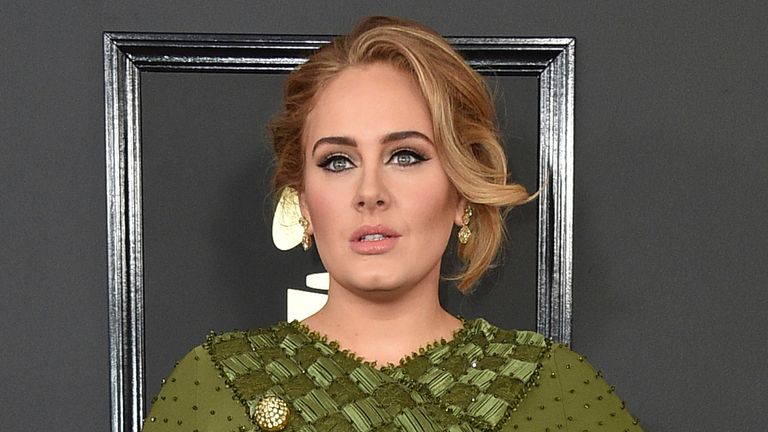 Adele arrives at the 59th annual Grammy Awards in Los Angeles in 2017. Pic: Jordan Strauss/Invision/AP          