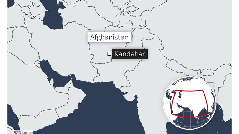 Kandahar is located in southern Afghanistan, about 115km (71 miles) from Pakistan border