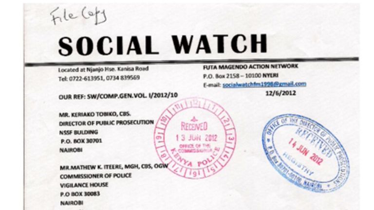 Social Watch, a Kenyan human rights organisation, pressed for more information after Agnes Wanjiru's death