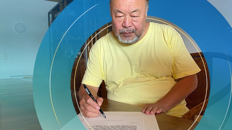 Artist and activist Ai Weiwei has said everyone needs to take a stand against climate change ahead of COP26. Pic: Circa/ Sky News