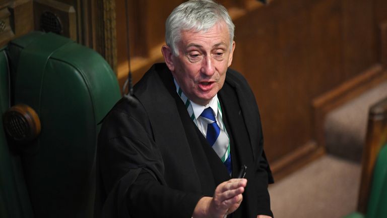 Britain&#39;s House Speaker Lindsay Hoyle speaks during question period at the House of Commons in London, Britain July 22, 2020. UK Parliament/Jessica Taylor/Handout via REUTERS THIS IMAGE HAS BEEN SUPPLIED BY A THIRD PARTY. IMAGE CAN NOT BE ALTERED IN ANY FORM. MANDATORY CREDIT
