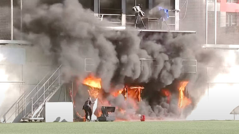Fire breaks out at Andorra stadium ahead of England game