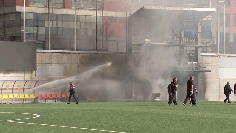 Fire breaks out during LIVE report at stadium due to host Andorra