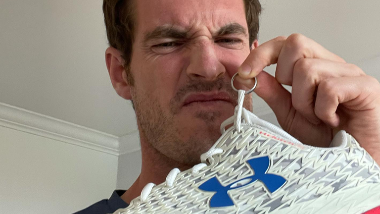 Murray was overjoyed to get this ring back - but said his shoes smelled as bad as ever. Pic: Instagram/@andymurray