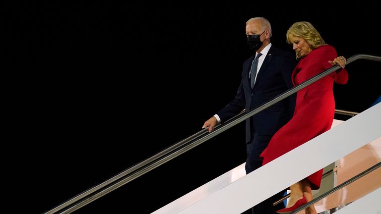 Joe and Jill Biden landed in Rome, at the start of a crunch month in Europe. Pic AP