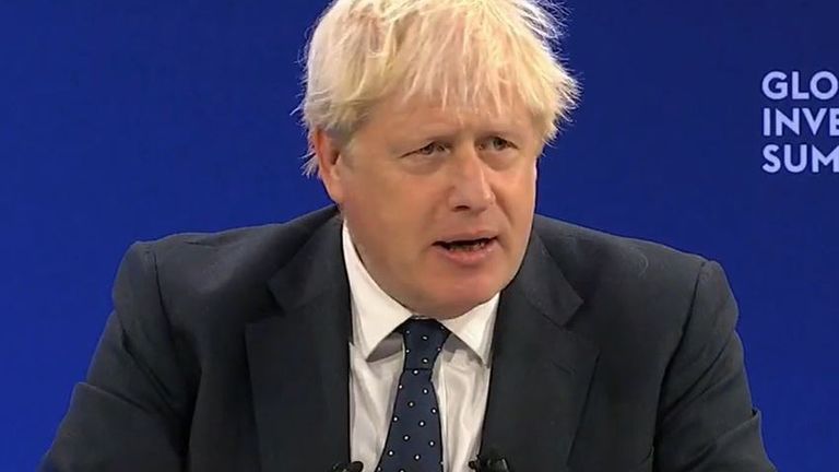 Boris Johnson address global summit of business leaders in London