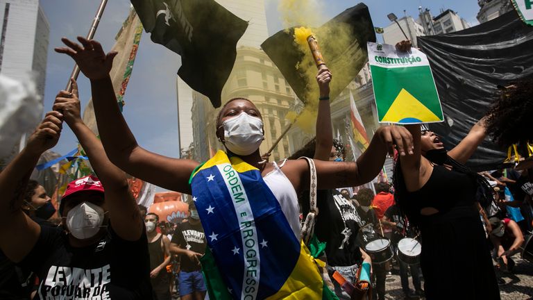 There have been a number of protests calling for the impeachment of Jair Bolsonaro as a result of his handling of the COVID crisis in Brazil. Pic: AP