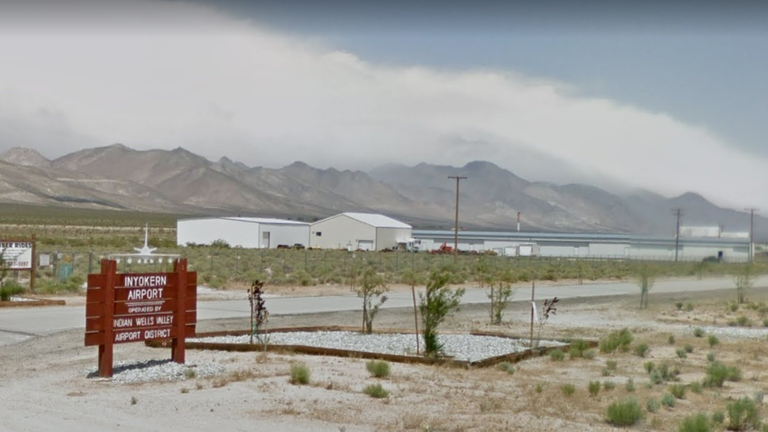 The attack happened at Inyorken airport in California. Pic: Google Maps