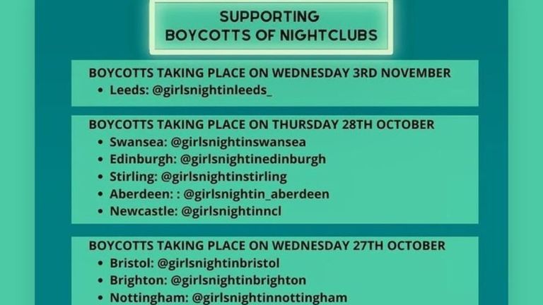 A number of campaign groups have organised nightclub boycotts