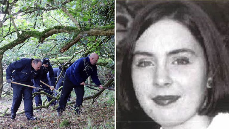  Gardai search a wooded area of Brewel East, on the Kildare/Wicklow border for the remains of Deirdre Jacob who disappeared over 20 years ago