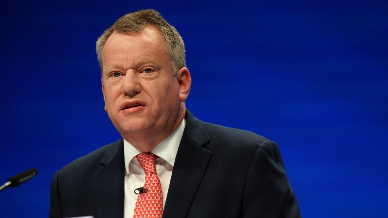 Lord David Frost, Minister of State at the Cabinet Office, speaks during the Conservative Party Conference in Manchester. Picture date: Monday October 4, 2021. 