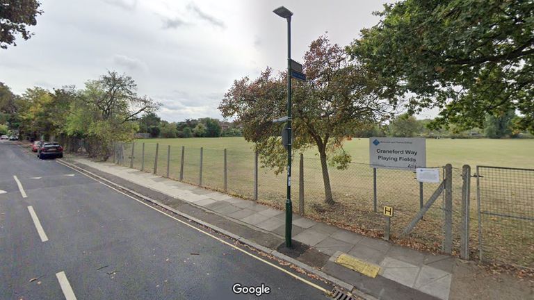 The London Ambulance Service was called to the fields but the victim later died. Pic: Google