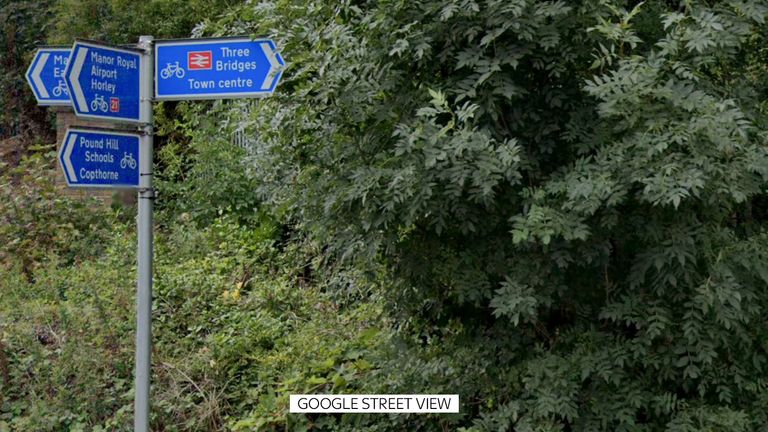 The incident happened near Three Bridges, Crawley