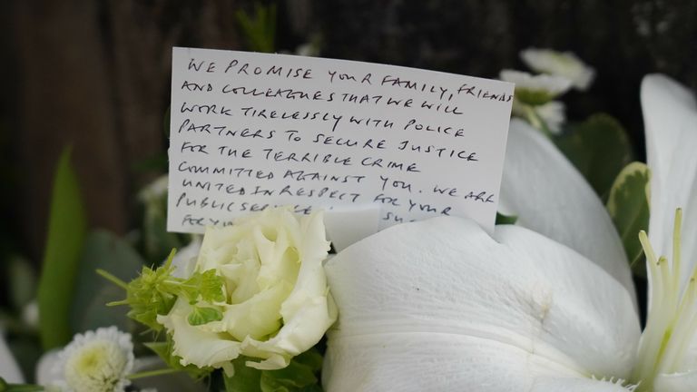 A tribute laid for the MP written by Essex police chief constable Ben-Julian Harrington. Pic: Essex Police