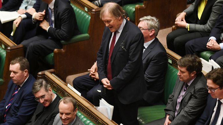 Britain&#39;s MP Sir David Amess attends a Prime Minister&#39;s Questions session in the House of Commons, in London, Britain January 15, 2020. ©UK Parliament/Jessica Taylor/Handout via REUTERS THIS IMAGE HAS BEEN SUPPLIED BY A THIRD PARTY.