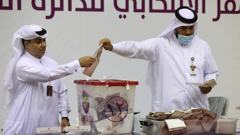 Qataris vote in the Gulf Arab state&#39;s first legislative elections for two-thirds of the advisory Shura Council