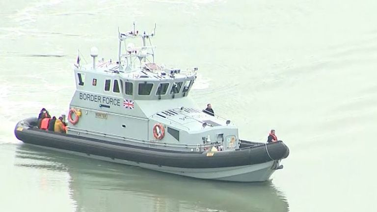 Migrants are brought ashore in Dover
