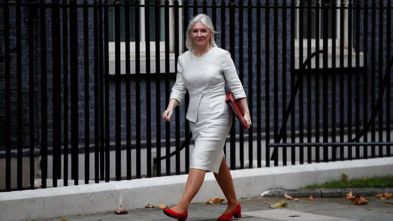 Britain's Culture Secretary Nadine Dorries walks outside Downing Street in London, Britain, October 27, 2021. REUTERS/Peter Nicholls
