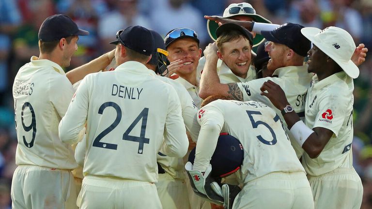 England celebrate on Day Four of the AShes 2019 at The Oval. Pic: AP