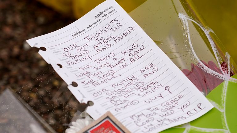 Pic: AP 
People wrote messages to Sir David, his family and his friends