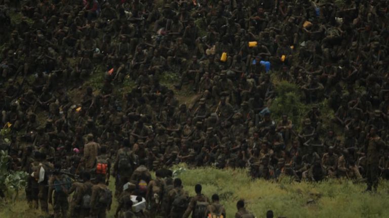 Government troops are gathering near the A2 highway
