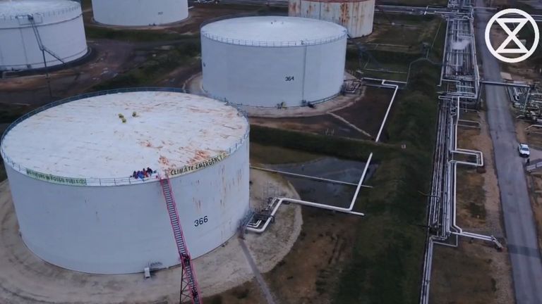 Extinction Rebellion activists break into ExxonMobil Oil Refinery in Hampshire
Pic: Extinction Rebellion