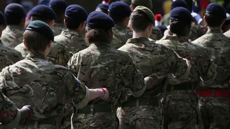 File photo dated 27/6/2015 of soldiers marching. Women serving in the UK military face a considerable risk of emotional bullying, sexual harassment and physical assault, a study has found. Those who are younger, have held the rank of officer, or had a combat or combat support role were the most likely to have suffered such treatment, according to a study published in the BMJ Military Health journal. Issue date: Tuesday October 26, 2021.
