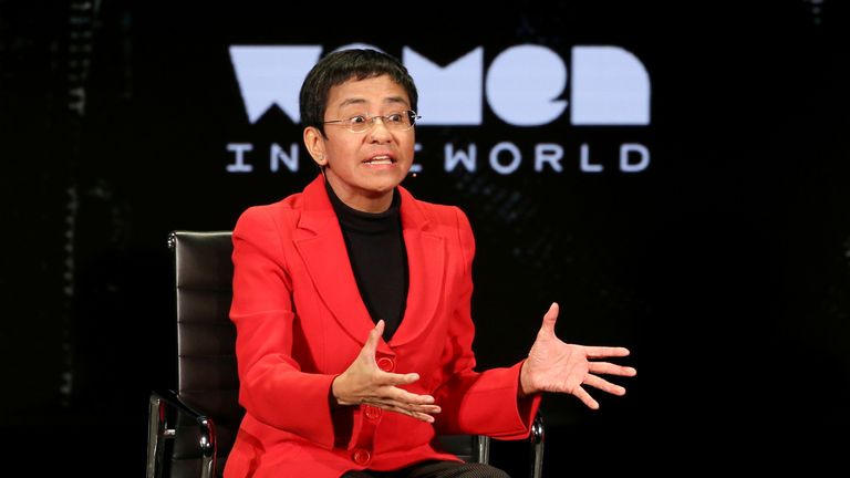 FILE PHOTO: Maria Ressa takes part in a Women In The World Summit in New York City, April 10, 2019. REUTERS/Caitlin Ochs/File Photo

