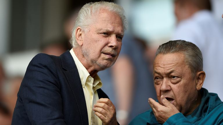 Soccer Football - Pre Season Friendly - Ipswich Town v West Ham United - Portman Road, Ipswich, Britain - July 28, 2018 West Ham United co chairmen David Gold and David Sullivan (R) before the match Action Images via Reuters/Adam Holt