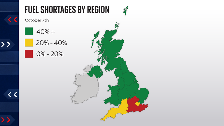 Most of the country is back to normal fuel levels