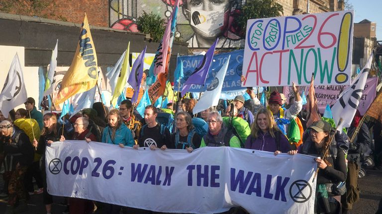 &#39;Pilgrims&#39; march through Glasgow