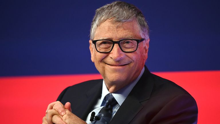 Bill Gates speaks during the Global Investment Summit at the Science Museum, London. Picture date: Tuesday October 19, 2021.

