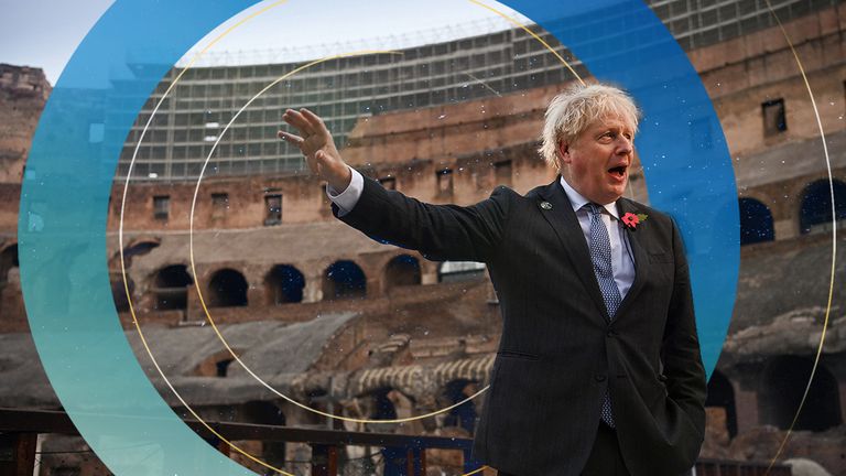 Boris Johnson at Rome&#39;s colesseum