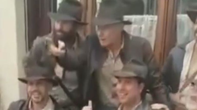 Fans join Harrison Ford in Sicily while filming the fifth Indiana Jones film