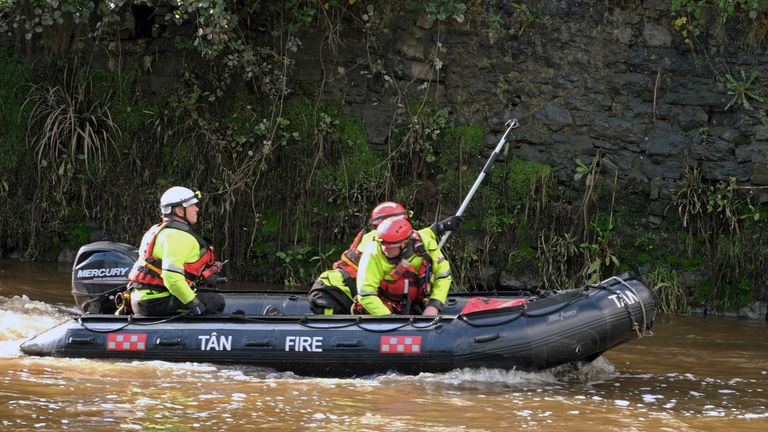 Emergency services are searching in the river.  Photo: Martin Cavaney 