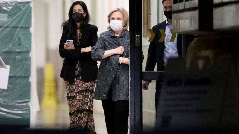 Hillary Clinton visited her husband at the University of California Irvine Medical Center