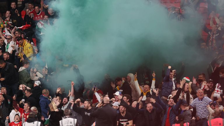 Away fans let off flares when they took the lead