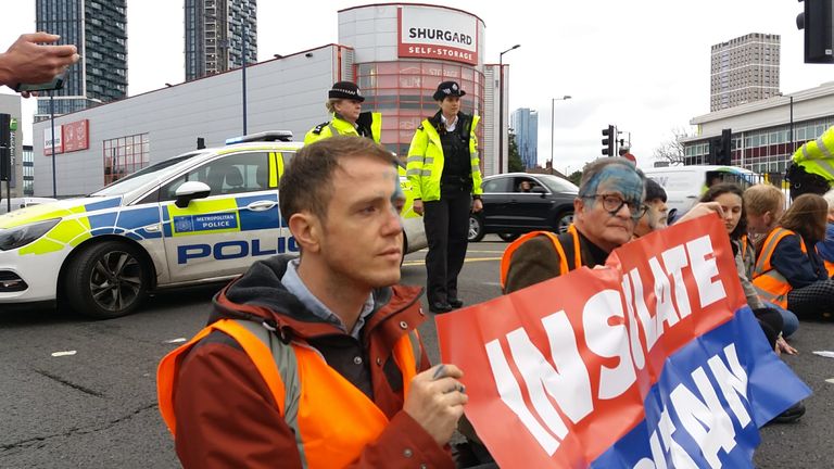 Protesters on the A40 in North Acton. Pic: Insulate Britain