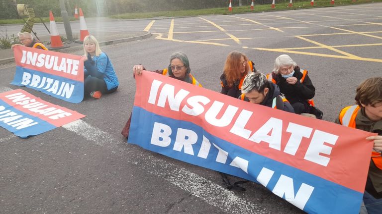 Protesters block junction 13. Pic: Insulate Britain