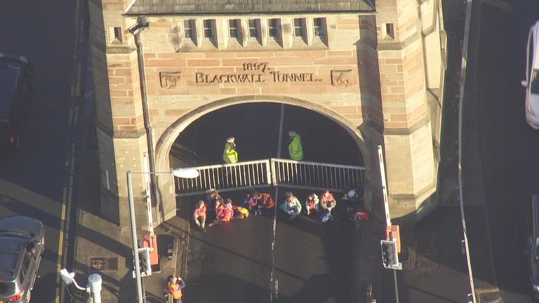 Insulate Britain protesters at Blackwall Tunnel.