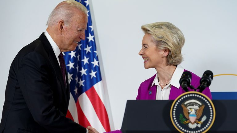Joe Biden and Ursula von der Leyen announced an agreement to crack down on &#39;dirty steel&#39; from China being sold in the US and EU