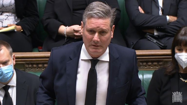 Labour Party leader Sir Keir Starmer speaks in the chamber of the House of Commons, Westminster, as MPs gather to pay tribute to Conservative MP Sir David Amess, who died on Friday after he was stabbed several times during a constituency surgery in Leigh-on-Sea, Essex.
