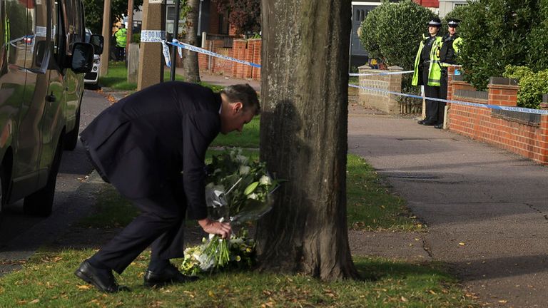 Labour leader Sir Keir Starmer also laid flowers at the scene of Sir David&#39;s death. Pic: Number 10