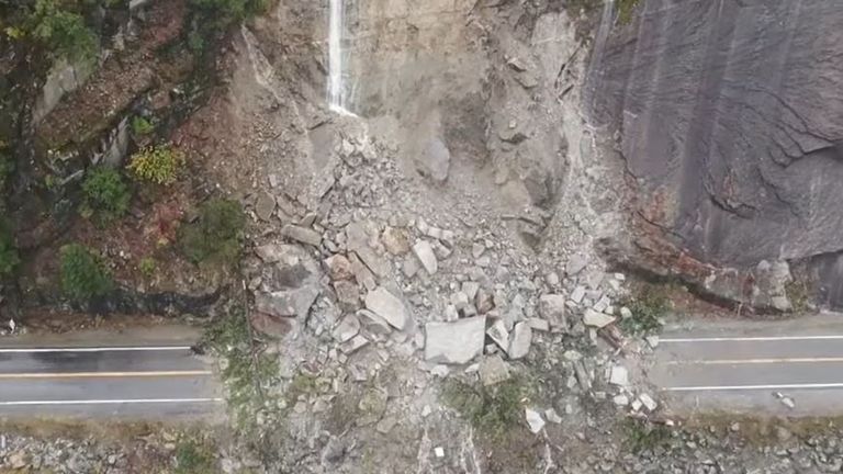 California: Landslide Blocks Road After Severe Storm In US | US News ...