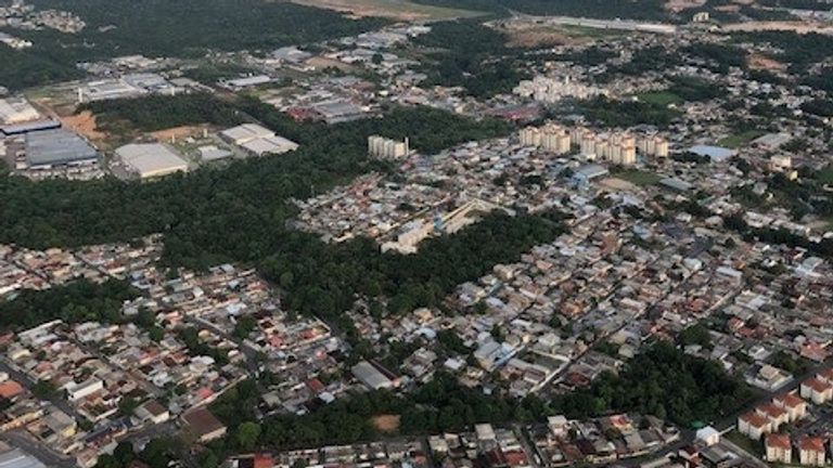Aerial view over Manaus, a city of 2 million people in the middle of the Amazon rainforest