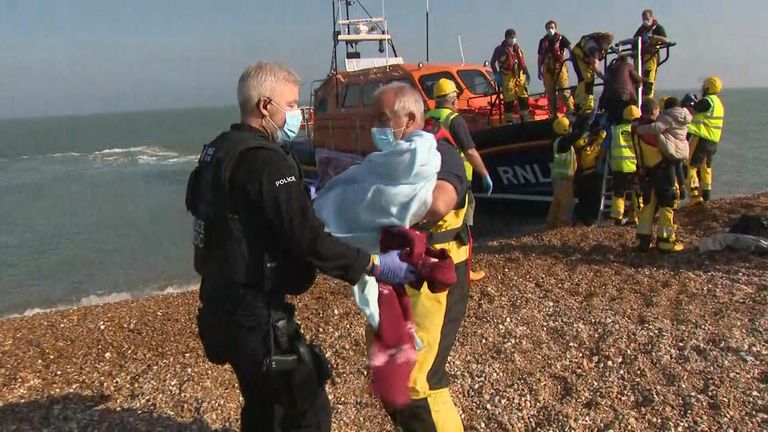 A 16-day-old baby was among those to arrive in Kent today